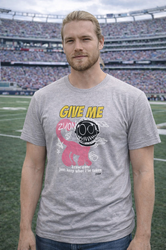 Cat Zyon “Give Me Zyon” Graphic T-Shirt – Bold Pink Street Art Tee
