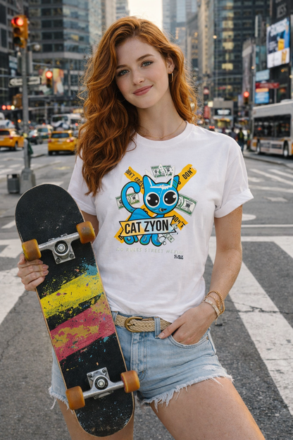 Cat Zyon “Money Solves Problems” T-Shirt – Bold Urban Pop Art